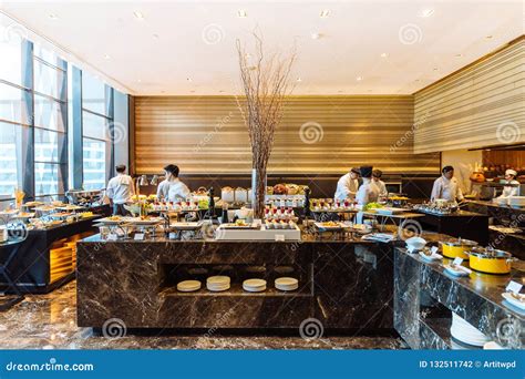 Modern Decorated Interior Buffet Line Counter in Hotel Editorial ...