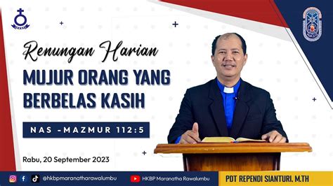 Renungan Harian Rabu 20 September 2023 HKBP Maranatha Rawalumbu