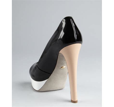 Lyst Sergio Rossi Black And White Patent Leather Colorblock Platform