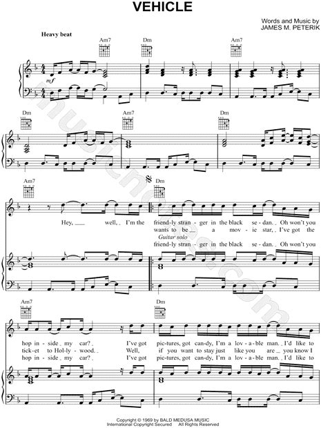 The Ides Of March Vehicle Sheet Music In D Minor Download And Print