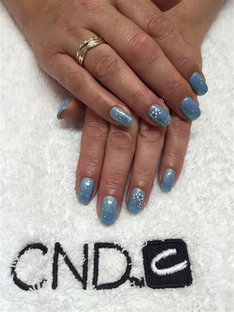 Stunning Azure Wish Shellac With Glitter And Nail Art