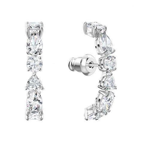 Swarovski Tennis Deluxe White Rhodium Plated Ear Cuffs Francis