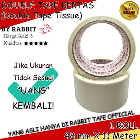 Jual Double Tape Kertas RABBIT TAPE 2 Inch X 12 Yard 48 Mm X 11 Meter