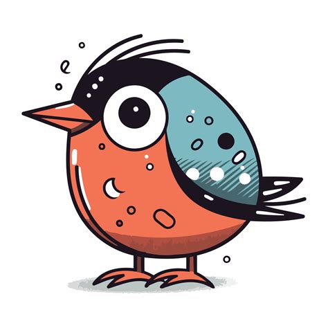 Cute cartoon bird with big eyes. Vector illustration isolated on white ...