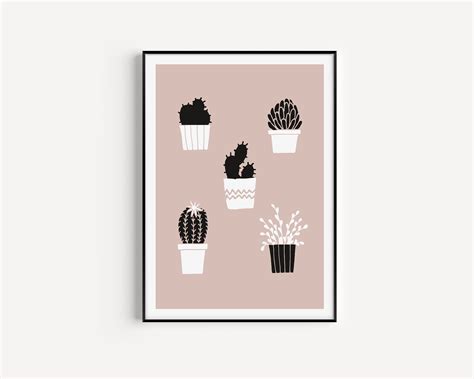 cactus print wall art minimalist prints nordic print cactus art
