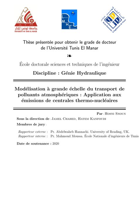 Pdf Mod Lisation Grande Chelle Du Transport De Polluants