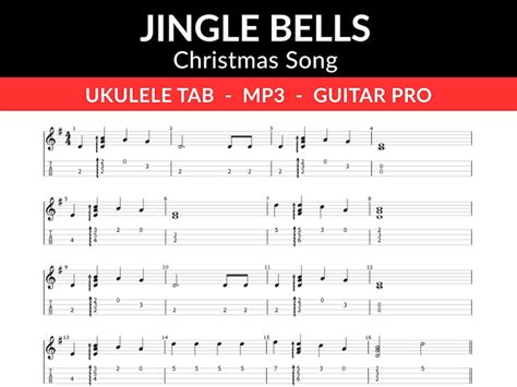 Jingle Bells Christmas Song Fingerstyle Ukulele Tab Printable Ukulele