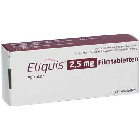 Eliquis 2 5 Mg Filmtabletten 60 St Mit Dem E Rezept Kaufen Shop Apotheke