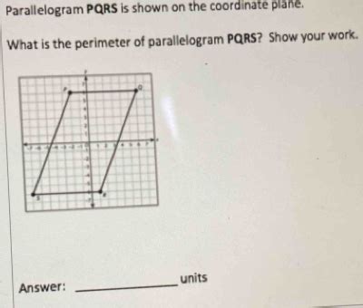 Parallelogram Pqrs Is Shown On The Coordinate Plane What Is The