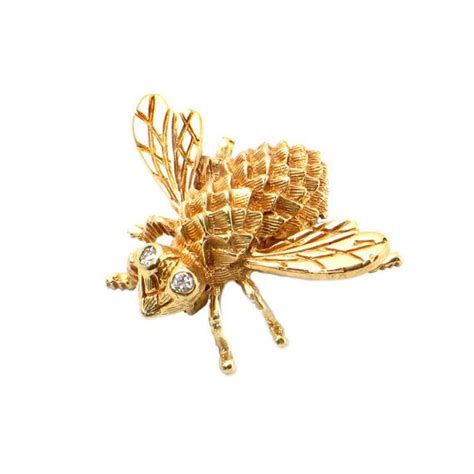 14k Gold Bumblebee Brooch Hand Crafted Bee Pin With Diamond Etsy