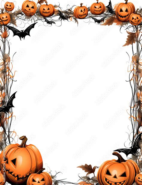 orange and black halloween border frame on plain white background Stock ...