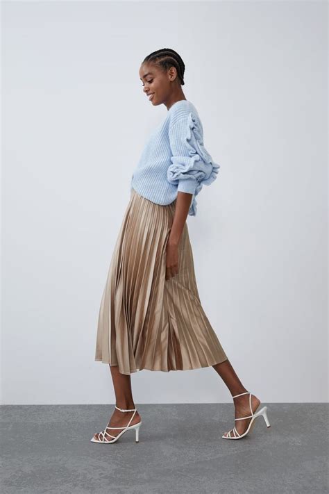 Pleated Satin Finish Skirt View All Skirts Woman Zara United Kingdom