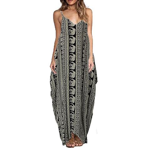 Women Summer Boho Print Beach Long Maxi Dresses Sexy Casual Straps V