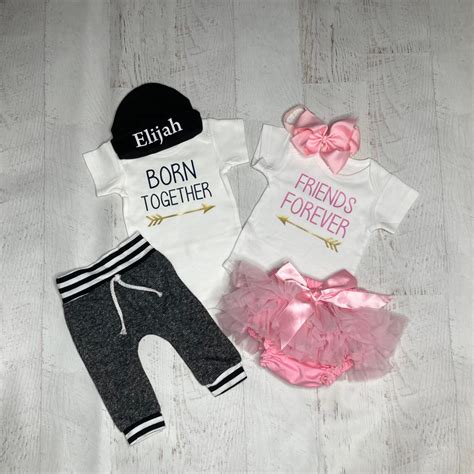 Baby Boy and Girl Twins Newborn Outfits Born Together Friends Forever ...