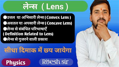 लेंस Lens । उत्तल लेंस। अवतल लेंस । Class 10 Th Class 12th। Physics