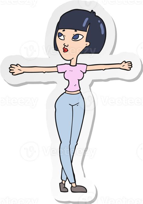 Sticker Of A Cartoon Woman Spreading Arms 45238589 Png