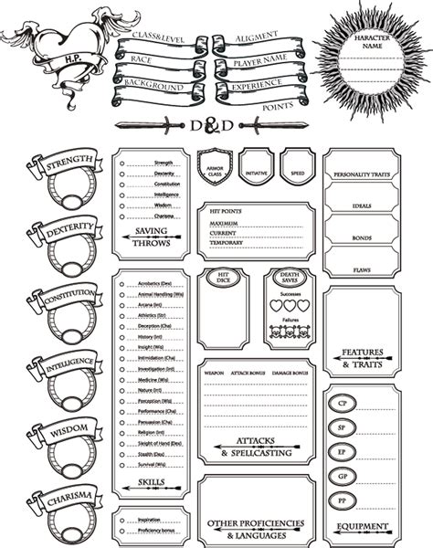 Level up Your Game With Our Ultimate Dnd Character Sheet a Must for