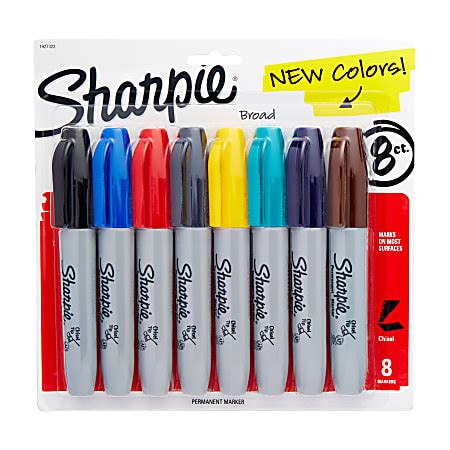 Sharpie Permanent Markers Chisel Tip Assorted Ink Colors Pack Of 8 Markers - Office Depot