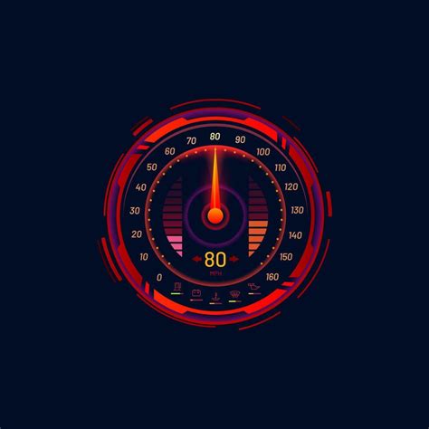 Car Speedometer Speed Meter Futuristic Gauge Dial Vector Art