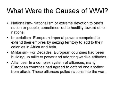 What Were the Causes of WWI Nationalism Nationalism