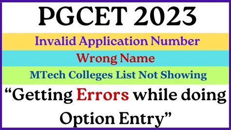 Pgcet Getting Errors In Pgcet Option Entry Pgcet