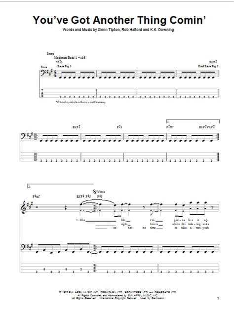 You've Got Another Thing Comin' by Judas Priest - Bass Tab - Guitar Instructor