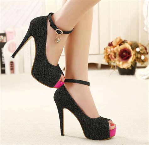 Black Peep Toe Charmed High Heel Shoes on Luulla