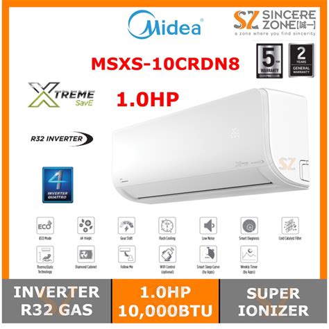 MIDEA MSXS 10CRDN8 1 0HP R32 INVERTER WITH SUPER IONIZER AIR