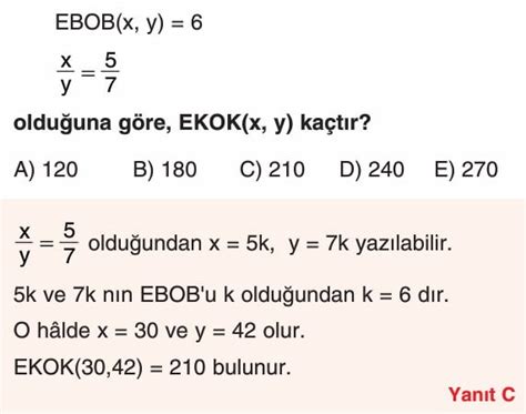 Ebob Ekok Test Sorular Z Mleri Tyt Matematik Ebob Ekok Problemleri