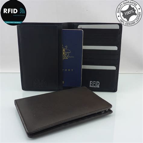 Rfid Genuine Full Grain Leather Passport Holder Card Wallet Id Protector Holds 2 Passports