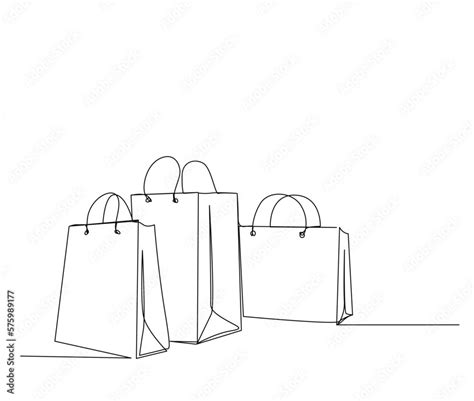 Continuous One Line Drawing Of Shopping Bag Simple Paper Bag Bags Line