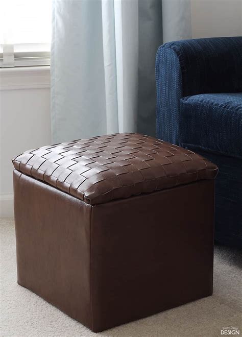 Woven Leather Ottoman - Deeply Southern Home