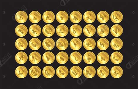 Set of 40 Premium Cryptocurrency Gold Vector Coins