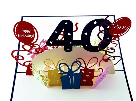 Happy 40th Birthday With Lots Of Presents 3d Pop Up Card Etsy