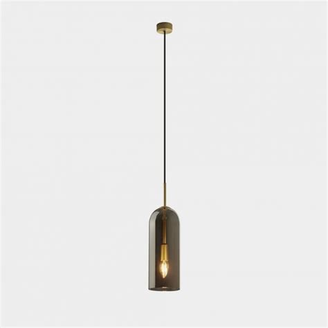 Matte Gold Ceiling Pendant With Smoked Glass Shade Lighting Company