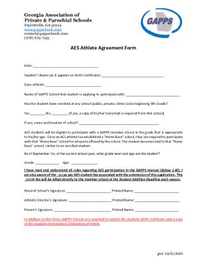 Fillable Online Aes Athlete Agreement Form Fax Email Print Pdffiller