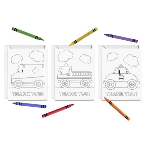 Print Fold And Color The Perfect Card To Say Thank You To Our First Responders This Listing