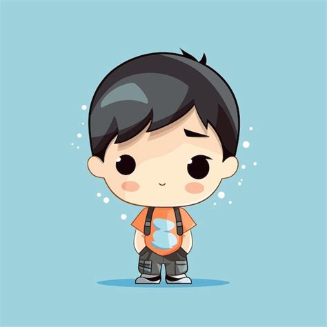 Cute kawaii boy chibi mascota vector estilo de dibujos animados ...