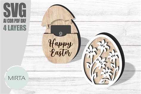 Floral Egg Gift Card Holder Svg Laser Graphic by mirta.digital ...