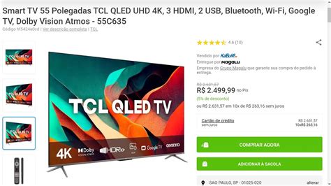 Smart Tv Polegadas Tcl Qled Uhd K Hdmi Usb Bluetooth Wi Fi