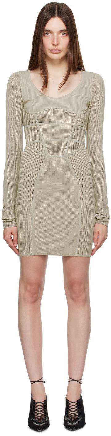 Gray Semi Sheer Minidress By Dion Lee On Sale