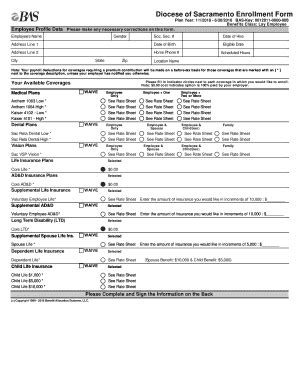 Fillable Online Diocese Of Sacramento Enrollment Form Fax Email Print