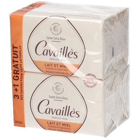 Rogé Cavaillès Savon surgras extra doux lait et miel 4x250 g Redcare