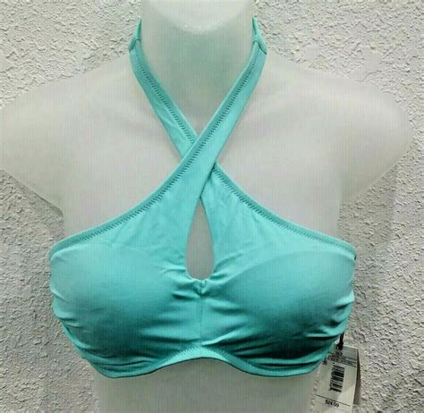 C Shade Shore Halter Bikini Top Sea Glass Teal Light Lift Bandeau