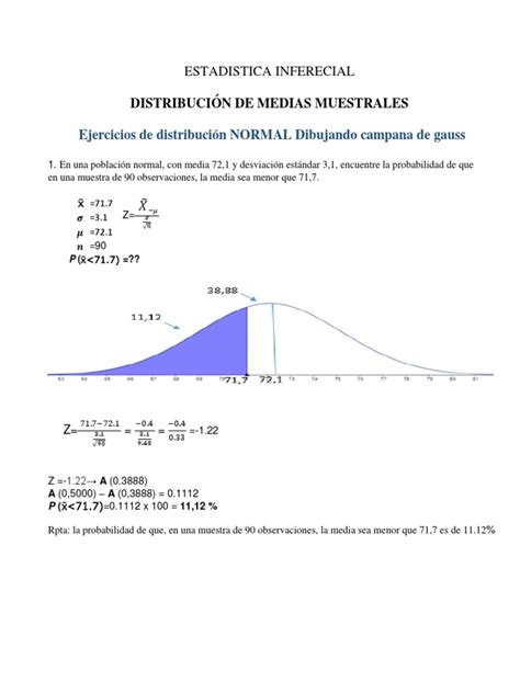 Ejercicios Sobre Distribución De Medias Muestrales Muestreo Estadísticas Métodos De Evaluación