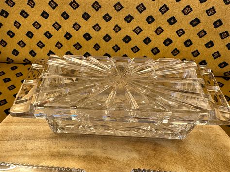 Vintage Shannon Crystal Butter Dish With Candle Holders 1970s Godinger