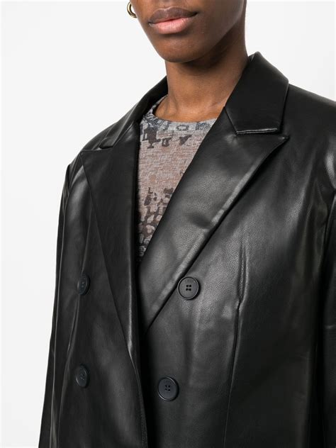 Dkny Butter Double Breasted Faux Leather Blazer In Black Modesens