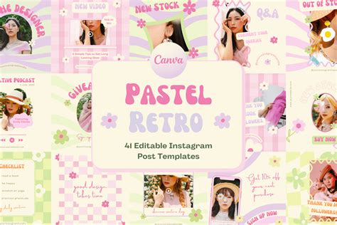 Pastel Retro Instagram Templates Canva On Behance