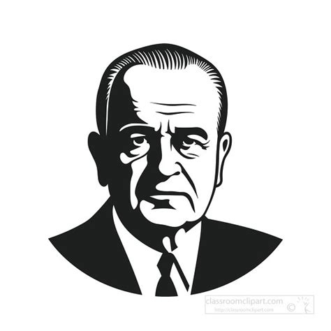 American Presidents Clipart Stylized Black And White Outline Of