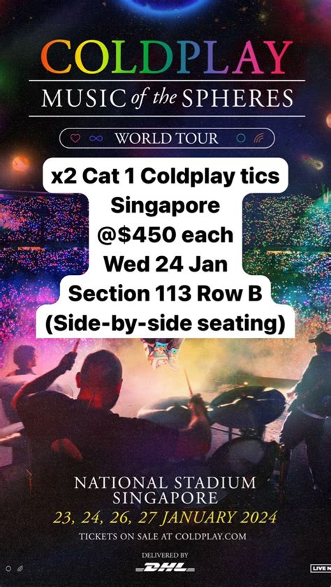 Physical Coldplay Singapore Tickets X2 450 Each Tickets Vouchers